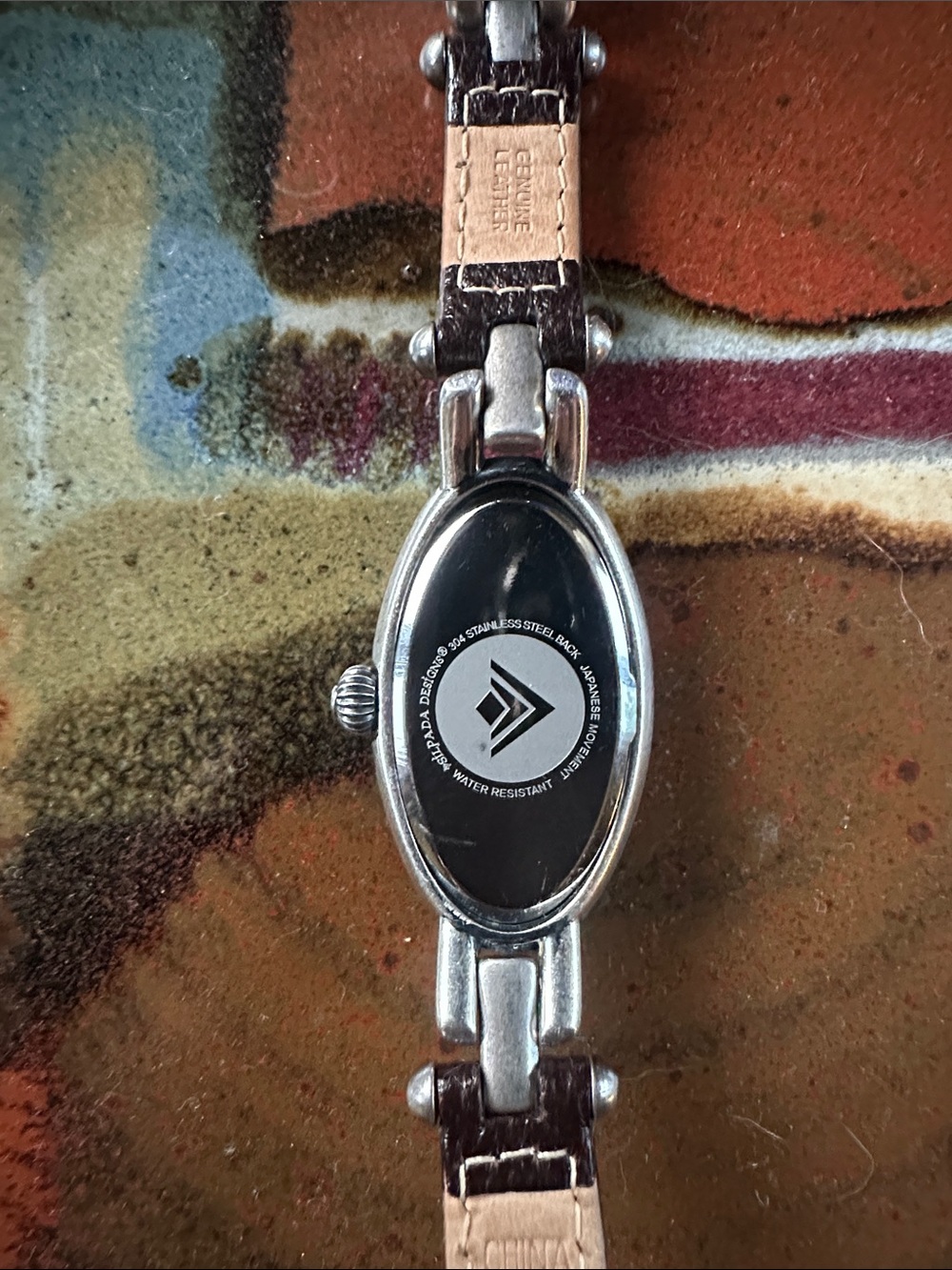 SILPADA Silver and Brown Leather Women's Oval Bracelet Watch - Picture 2 of 6